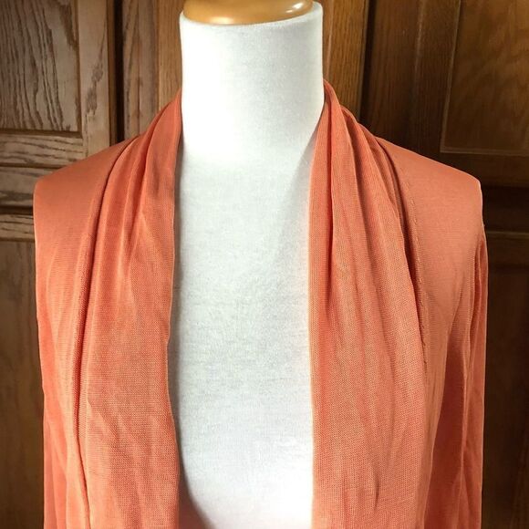 NWT Ann Klein Orange Open Semi-Sheer Cardigan Sweater - M - Picture 3 of 10